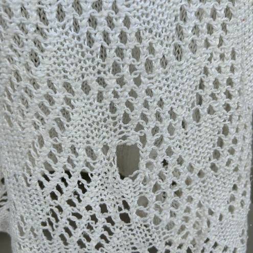 Boho crochet short sleeve shirt size Small 🪞 White