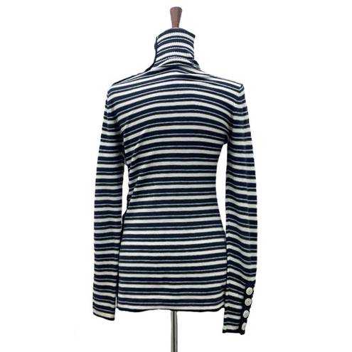 Tracy Reese  Cashmere Blend Navy & Ivory Nautical Striped Sweater Size Medium