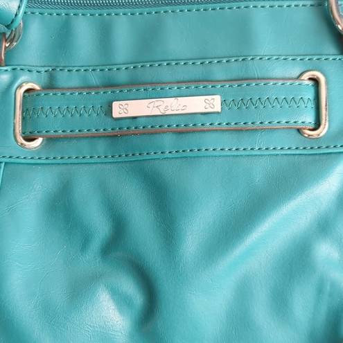 Relic  Teal Green Blue Shoulder Bag Pink Floral  and Teal Interior Purse