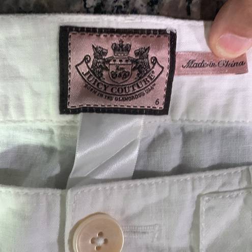 Juicy Couture Women's  White Linen Cropped Capri Pants Size 6 EUC #1876