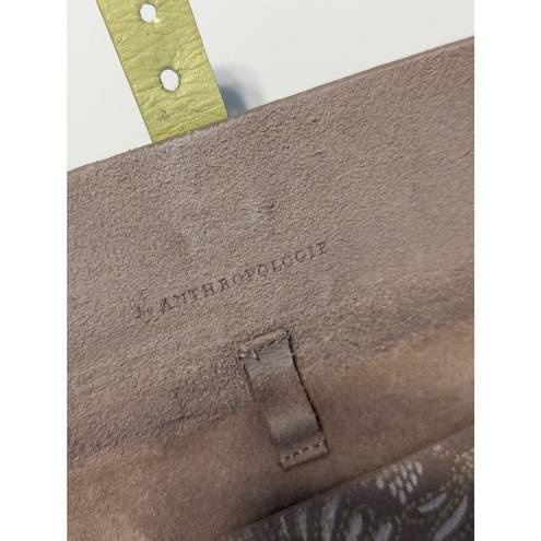 Anthropologie  Mattie Suede Pencil Pouch Leather Wallet Clutch Purse Taupe Tan