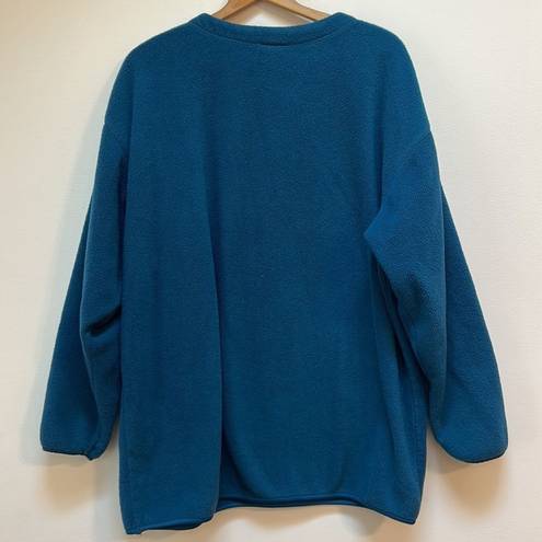 Disney  Sweatshirt Teal Fleece Embroidered Mickey Mouse Crew Neck Pullover