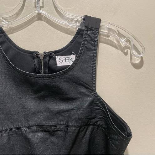 SEEK the Label LF  Faux Leather Cropped Tank Top Black Size Medium