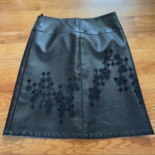 W By Worth  Black Faux‎ Leather Skirt, Sz 0