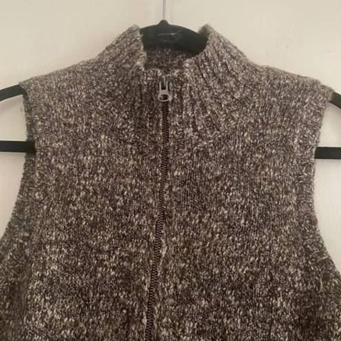 J.Jill  Brown Mock Neck Zip Up Sweater Vest Wool Alpaca Blend