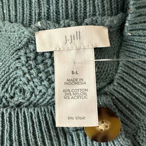 J.Jill Spruce Blue Cozy Cable-Knit Asymmetric Cotton Blend Poncho Sweater Sz S/L