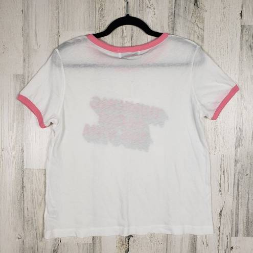 Wildfox NWT Wild Fox White Pink Graphic Thinking About The Gym T-Shirt Women's Medium