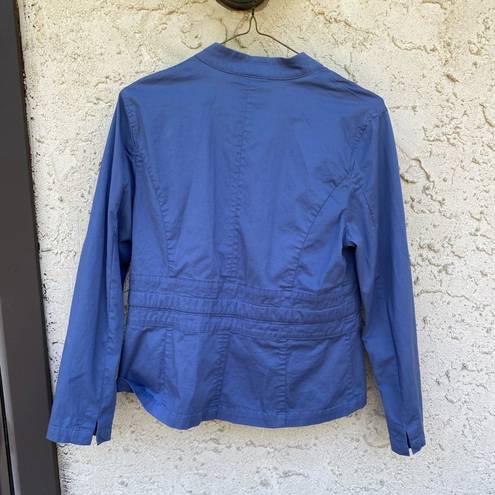 Coldwater Creek  Size 14 Blue Jacket Cotton Spandex Blend Tie Waist Snaps Basic