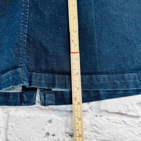 Talbots  Denim Mini Skirt Women's 12 Petite Dark Wash Stretch‎ Double Button