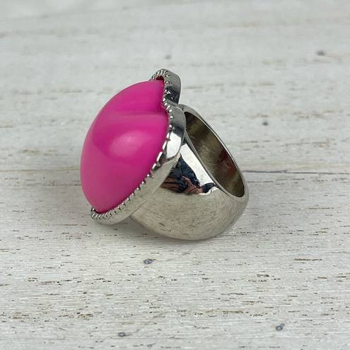 Bubblegum 💕 VTG Y2K  Pink Heart Ring Silver Tone Band 3D Puffy Heart Size 6