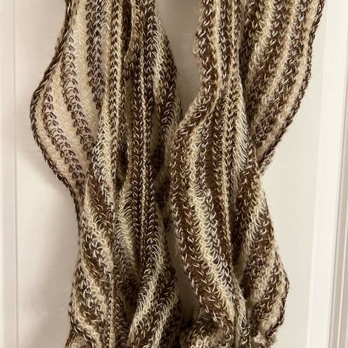 Mixit  Brown Multicolor Long Ruffle Scarf with Tassels