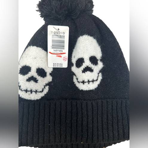 Torrid  Black Skull Pom Beanie