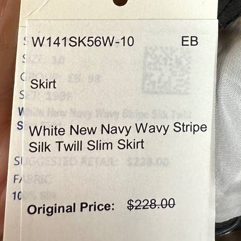 W By Worth  Wavy Stripe Silk Twill Slim Skirt - Navy/White - size 10