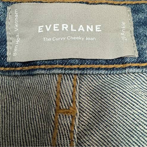 Everlane  The Curvy Cheeky Straight Jean Classic Blue Raw Hem Size 29 Ank…