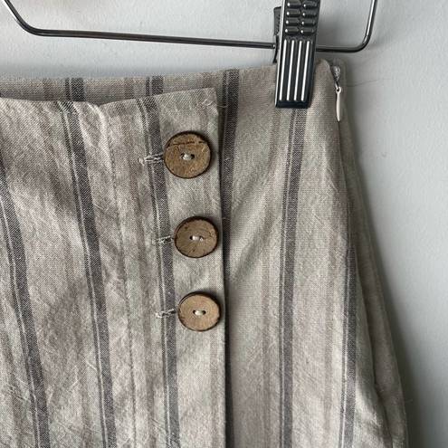 Pull & Bear  Beige Boho Striped Side Button Skort