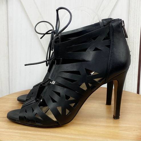 Jessica Simpson  Emelia Cage Lace Up Bootie Heels Black 7.5