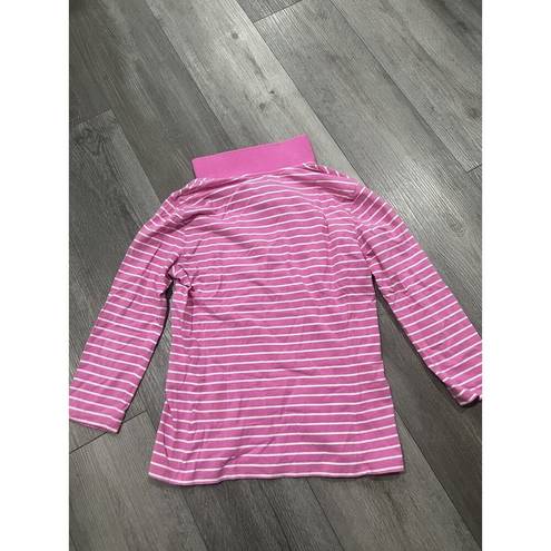 Tommy Hilfiger  Polo Shirt Womens Pink Stripe Collared Y2K Preppy Size M