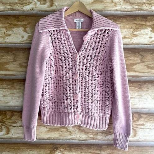 Northern Reflections Vintage  pink chunky knit cardigan sweater size small