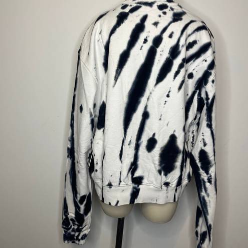 Good American NWT  Boyfriend Sweatshirt LARGE Black Tie Dye Crewneck Relaxed Fit