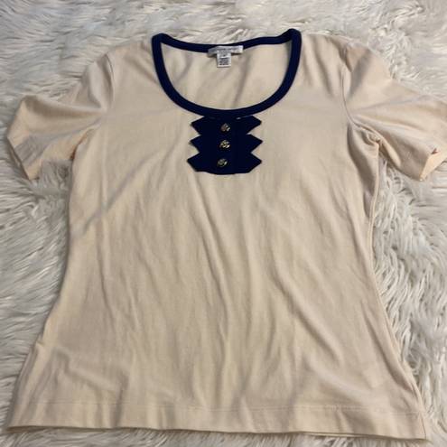 St. John  Blouse size S excellent condition color cream and navy blue color