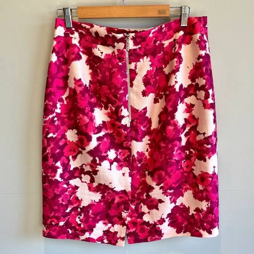 Kate Spade  Jordan Pink Watercolor Floral Silk Blend Pencil Skirt - size 10