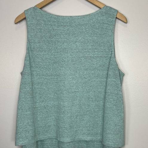 J.Jill  Pure Jill Layered Tank Top Large Mint Green Stripe Linen Blend Casual