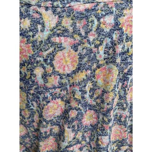 Bobeau Studio B by  Scoop Neck Tank Top Plus 2X Blue Pink Floral Tie Hem NWOT