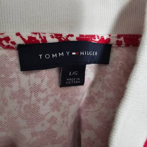 Tommy Hilfiger  Red & White Floral Classic Short Sleeve Polo Size Large