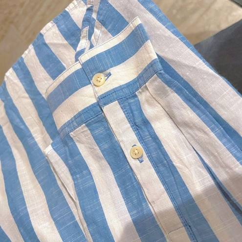 Style & Co  Cotton Striped Boyfriend Shirt Antique Blue & White Size XL New w/Tag