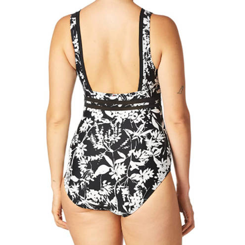 Tommy Hilfiger  One Piece Women's Floral Print Swimsuit Black & White 16 NWOT