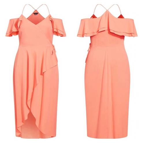 City Chic  Melon Orange Elegant Maxi Dress Sz.L(20) NWT