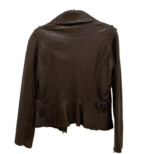 Marc New York  Dark Brown Leather Bomber Jacket Medium