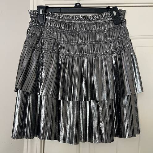 Current Air NWT  Metallic Pleated Tiered Mini Skirt