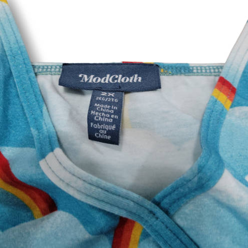 Modcloth  Bodysuit Size 2X Plus Size Bodysuit Halter Rainbows And Clouds New NWOT