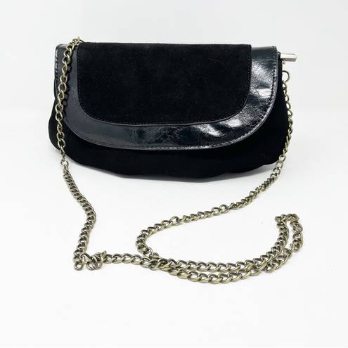 Anthropologie Black Suede Small Convertible crossbody clutch chain purse bag
