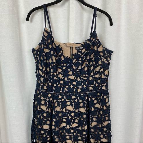 City Chic  Navy Blue So Fancy Crochet Lace Dress Sz.XS/14W