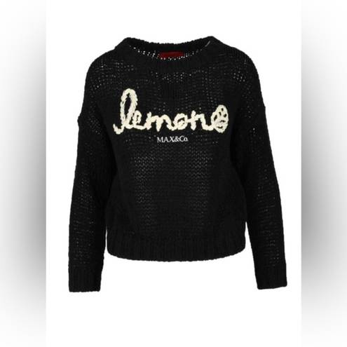 Krass&co Max and  Sweater Lemon embroidered Black Loose Knit crewneck