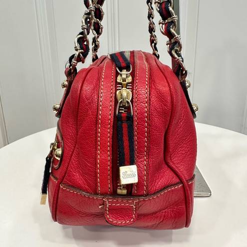 Gucci  Cruise Red Leather Chain Shoulder Bag