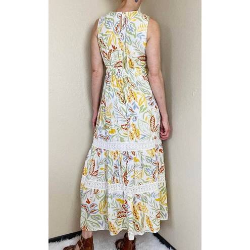 Jessica Simpson Yellow & Green Leaf Printed Cut-Out Maxi Dress