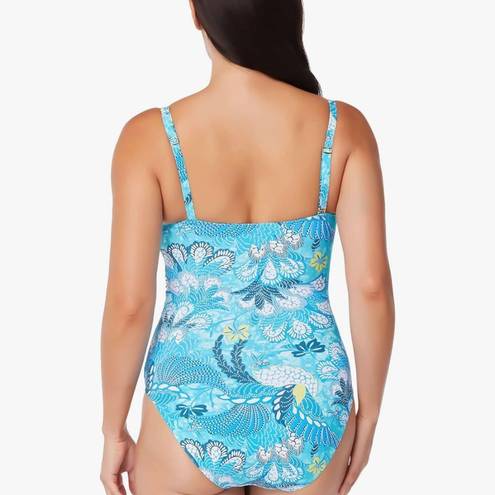 Bleu Rod Beattie New!  One Shoulder Shirred Swimsuit Animal Party Print