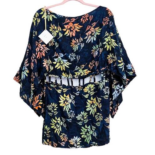 Indah NWT  Tropical Hawaiian Floral Cutout Mid Mini Dress Size XS