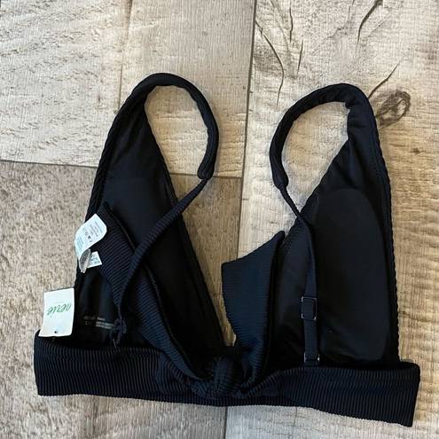 Aerie NWT  Black Ribbed Triangle Bikini Top