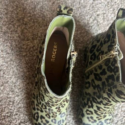 Jack Rogers  booties cow fur cheetah print 6 1/2 Medium heeled