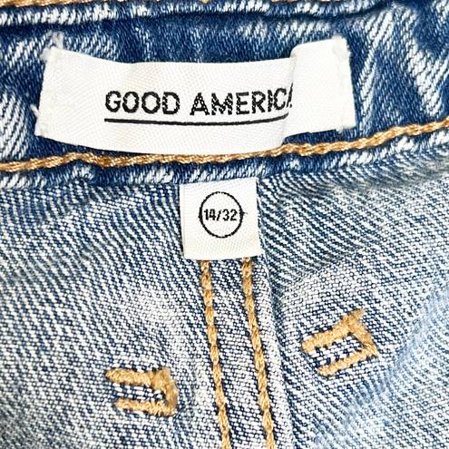 Good American Good Vintage Short Double Waistband Denim Short Light Wash Size 14