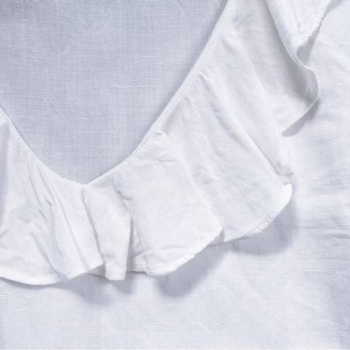 NATORIous • linen blouse ruffle popover eyelet cut out  luxury cream white
