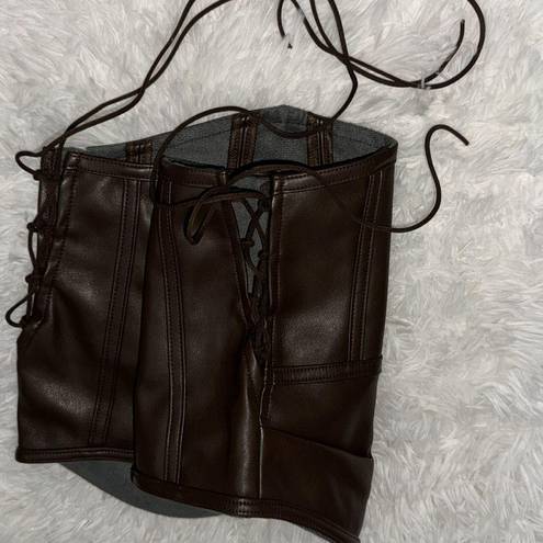 I am gia  Brown Leather Corset Top