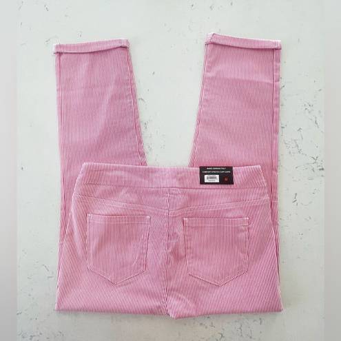 Mario Serrani  Comfort Stretch Cuff Capri Pants Pink White Size M NWT