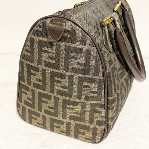 Fendi  Brown All Over F Print Satchel Handbag Designer Authentic Leather