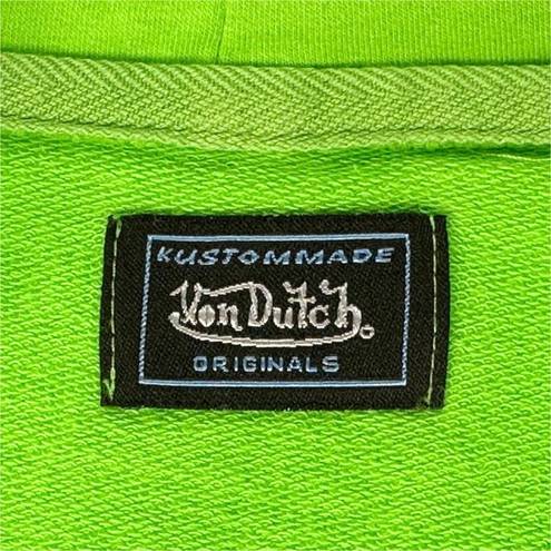 Von Dutch  Brown Logo Neon Green Full-Zip Hoodie