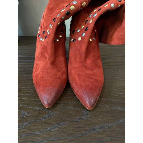 Free People  Dakota Studded Western Boot Ginger Snap Womens Size 37.5